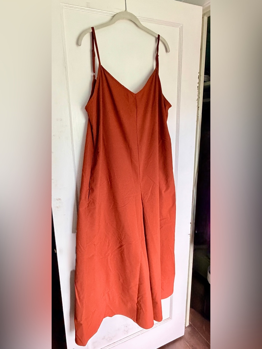 Muji Seersucker Jumpsuit In Brick (Xxl)